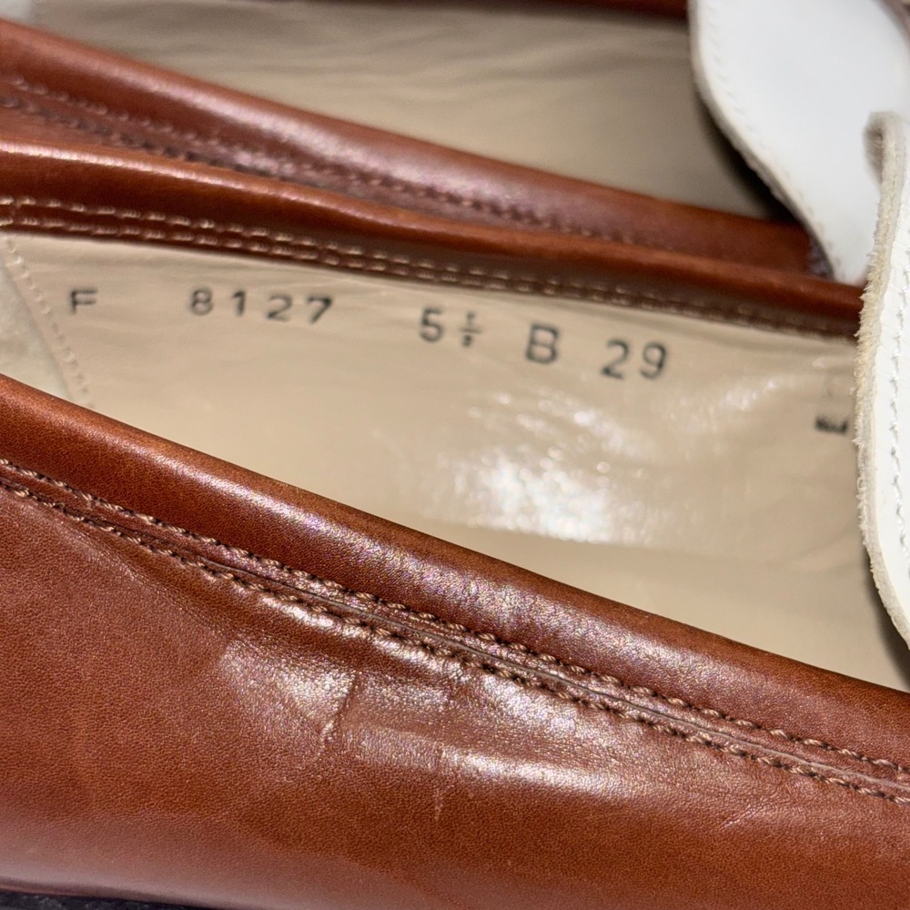 Cole Haan Womens Brown White Leather Horsebit Loafers Made Italy 8127 Size 5.5B - Picture 4 of 12